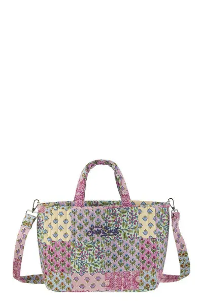 Mc2 Saint Barth Soft Tote Mid Quilted Bag With Flowers In Multicolor