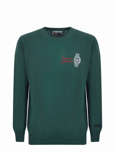 Mc2 Saint Barth Sweater In Wool And Cashmere In Verde Inglese