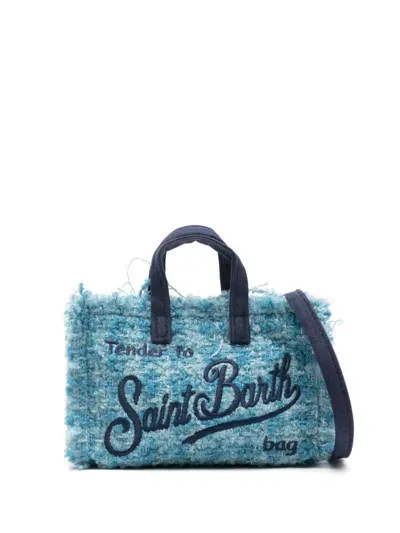 Mc2 Saint Barth Tweed Mini Bag In Blue