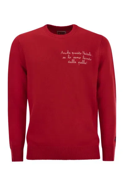 Mc2 Saint Barth Vacanze Di Natale Jumper In Wool And Cashmere Blend In Red