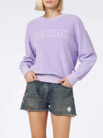 Mc2 Saint Barth Woman Lilac Terry Cotton Stardust Sweatshirt In Pink