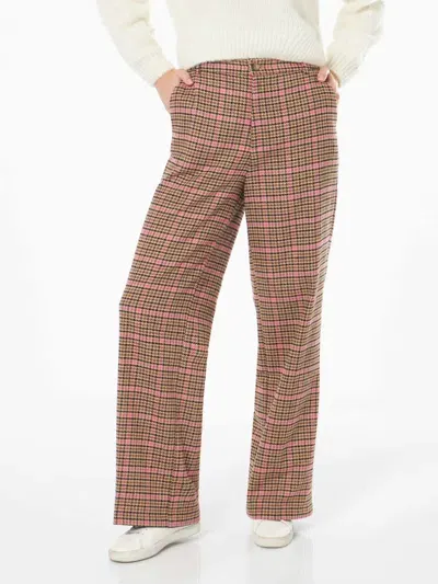 Mc2 Saint Barth Woman Palazzo Pants With Pied De Poule Print In Brown