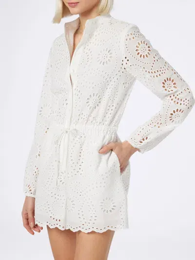 Mc2 Saint Barth Woman White Sangallo Lace Cotton Playsuit Julian