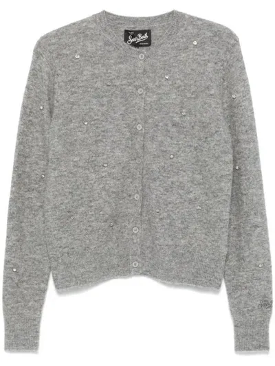 Mc2 Saint Barth Wool Cardigan With Lurex In Grey