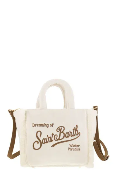 Mc2 Saint Barth Wooly Mini Vanity Bag With Fringes In White