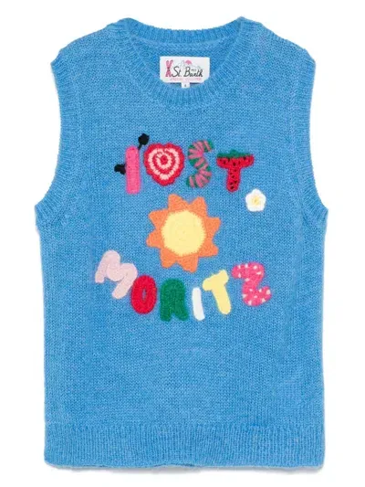 Mc2 Saint Barth Kids' X St. Moritz Top Of The World Joey Sweater In Blue