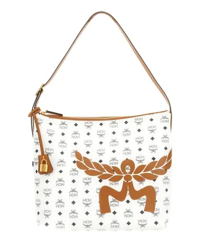 Mcm Aren Large Shoulder Bag In White