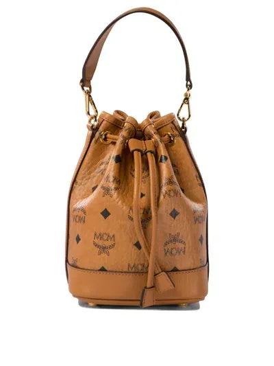 Mcm "dessau" Bucket Bag In Brown