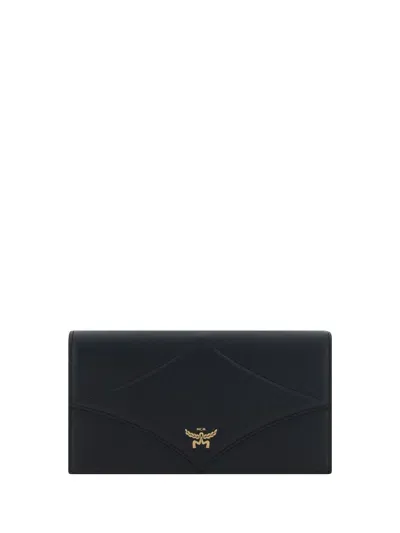 Mcm Diamond Chain Wallet In Black