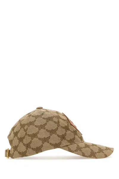 Mcm Embroidered Polyester Blend Baseball Cap In Beige