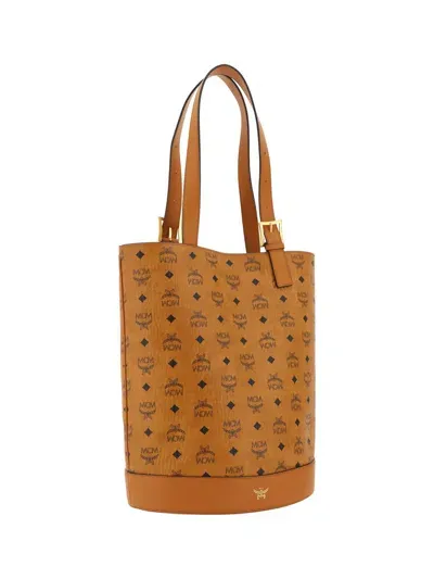 Mcm Aren Tote Bucket Bag In Brown