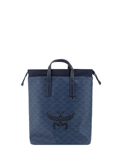 Mcm Visetos Printed Drawstring Backpack In Blue