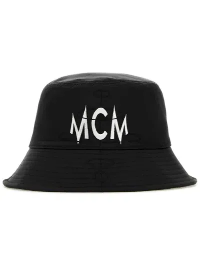 Mcm Logo-embroidered Bucket Hat In Black