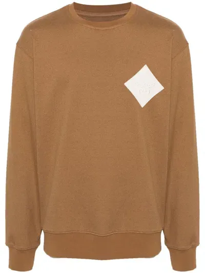 Mcm Logo-patch Bouclé Sweatshirt In Brown