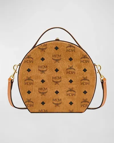 Mcm Mini Visetos Hat Box Bag In Cognac