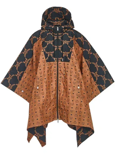 Mcm Monogram-pattern Cape In Brown