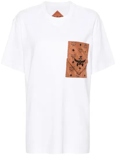 Mcm Monogram-pocket T-shirt In White