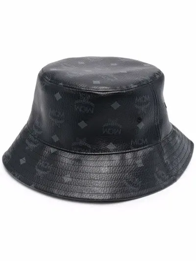 Mcm Monogram Print Bucket Hat In Black