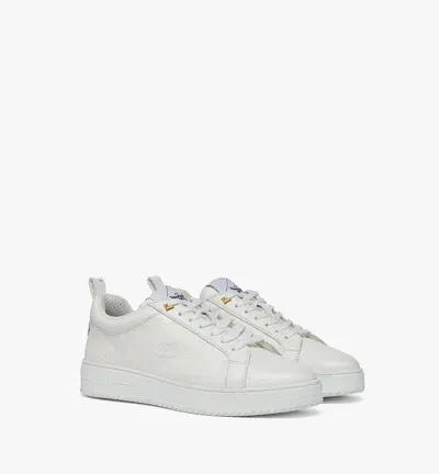 Mcm Neo Terrain Lo Sneakers In Monogram Leather In Egret