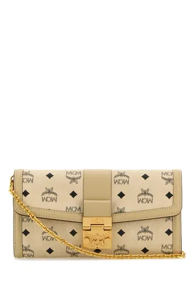 Mcm Printed Canvas Large Tracy Clutch In Neutral