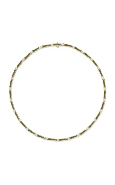 Melissa Kaye Honey Enameled 18k Yellow Gold Diamond Necklace