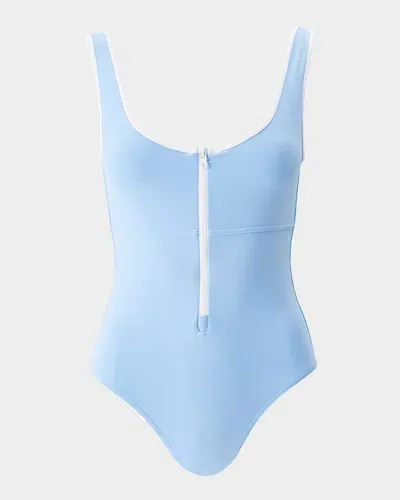 Melissa Odabash Bellino One-piece Swimsuit In Dusty Blue/white