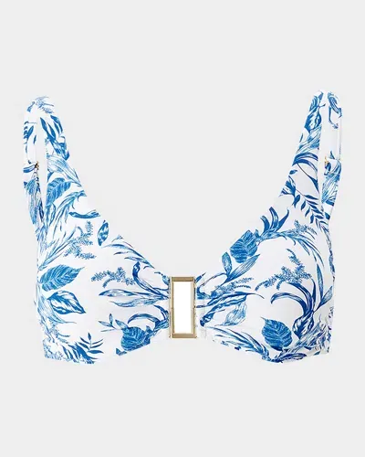 Melissa Odabash Bel Air Printed Bikini Top In Blue Leaf