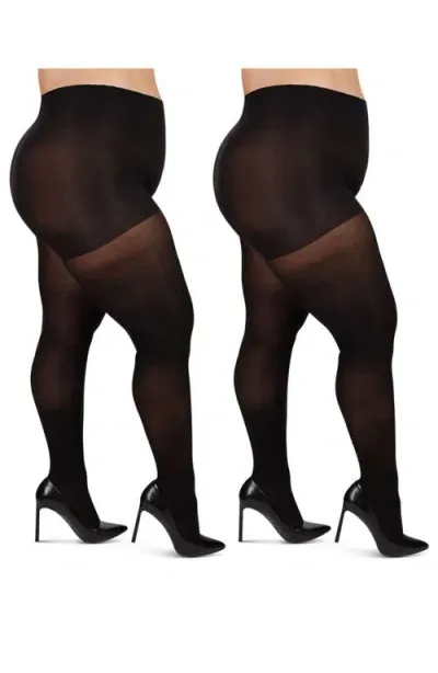 Memoi 2-pack Opaque Tights In Black