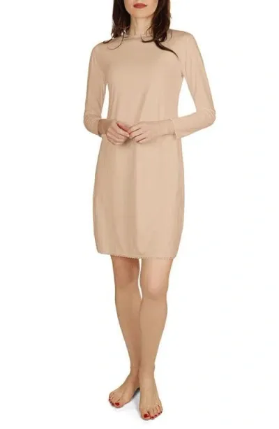 Memoi Bonded Long Sleeve Slip In Beige