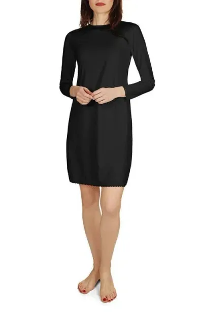 Memoi Bonded Long Sleeve Slip In Black