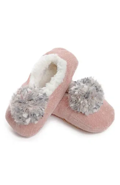 Memoi Plush Pompom Chenille Slipper Socks In Pink