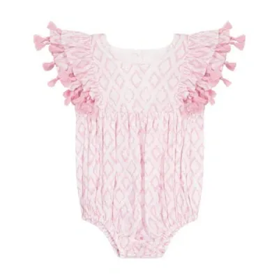 Mer St. Barth Babies'  Anna Romper In Soft Pink Ikat