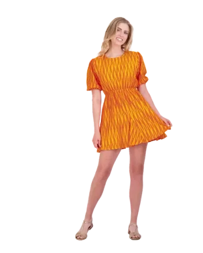 Mer St. Barth Gigi Mini Peplum Hem Dress In Sunset Ikat