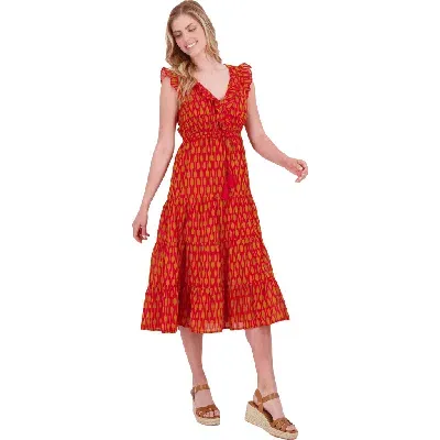 Mer St. Barth Giselle Maxi Dress In Red Gold Ikat