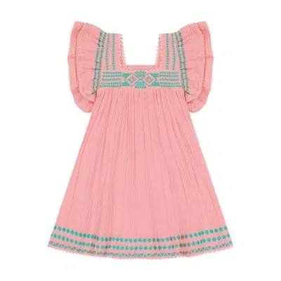 Mer St. Barth Kids'  Serena Tassel Dress In Pink Sorbet Embroidery