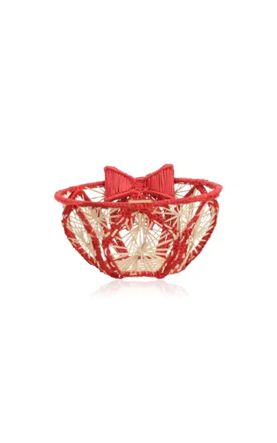 Mercedes Salazar Set-of-two; Joyful Mini Bread Basket In Red