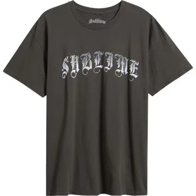 Merch Traffic Sublime Tattoo Logo Cotton Graphic T-shirt In Black Pigment Dye