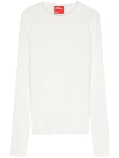 Merci Fine-ribbed T-shirt In Neutrals