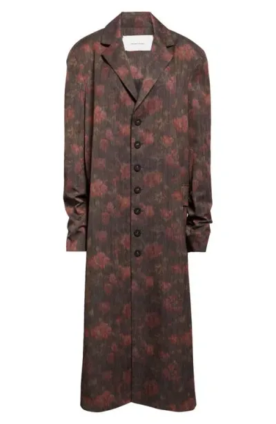 Meruert Tolegen Floral Jacquard Oversize Floor Length Coat