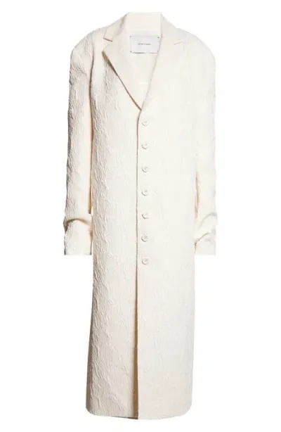 Meruert Tolegen Long Oversize Coat In Goat Motif Jacquard