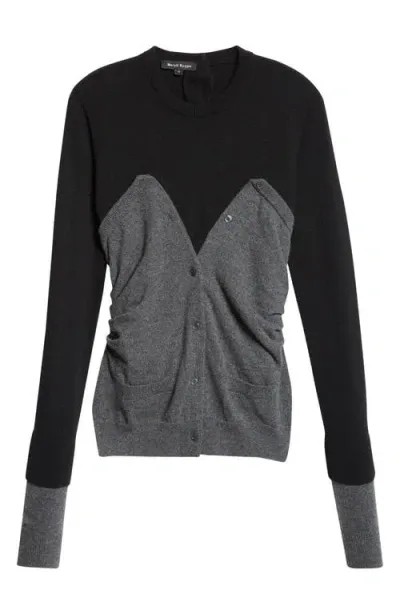 Meryll Rogge Bustier Overlay Crewneck Sweater In Black/grey