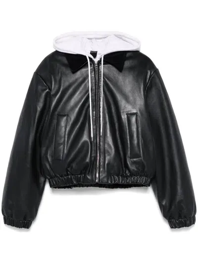 Meryll Rogge Leather Bomber Jacket In Black