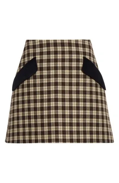 Meryll Rogge Plaid Virgin Wool & Silk Miniskirt In Brown Multi