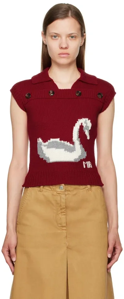 Meryll Rogge Red Intarsia Vest In Red/white