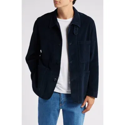 Merz B Schwanen Organic Cotton Corduroy Workwear Jacket In Dark Navy