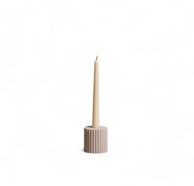 Meso Goods Pilar Low Candle Holder In Ivory Small