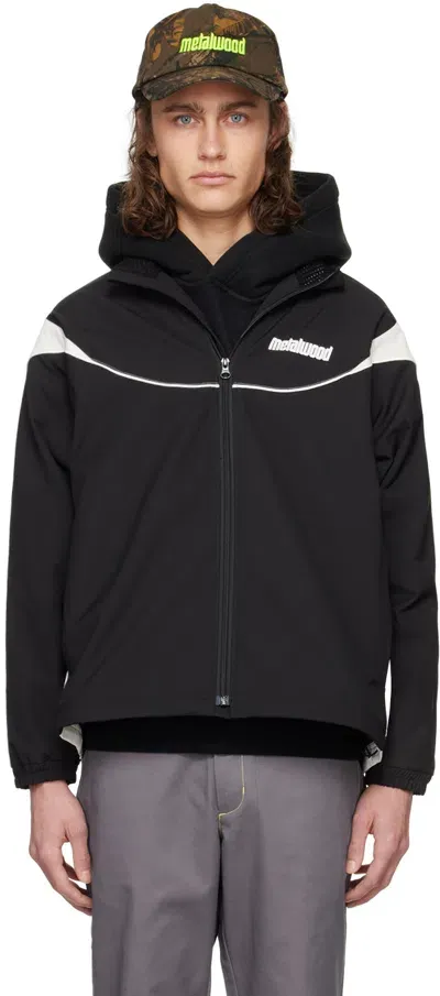 Metalwood Studio Black & White Paneled Track Jacket In Blk Black