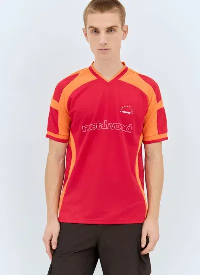 Metalwood Studio Panelled Jersey T-shirt In Red