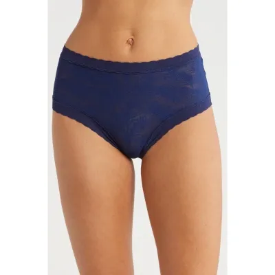 Meundies Allover Lace High Waist Briefs In Midnight Navy