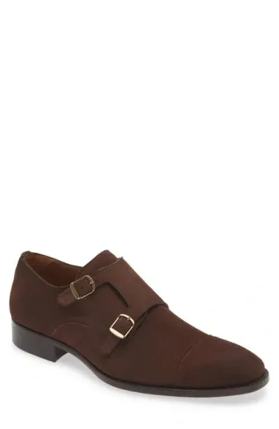 Mezlan Actore Double Monk Strap Shoe In Chestnut